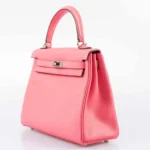 Hermès Kelly 25 Retourne Rose Azalee Swift Palladium Hardware Lushentic bags