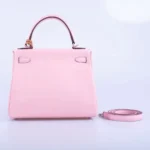 Hermès Kelly 25 Retourne Rose Sakura Swift Palladium Hardware Replica