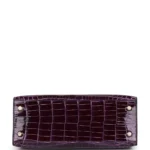 Hermès Kelly 25 Sellier Aubergine Shiny Niloticus Crocodile Gold Hardware