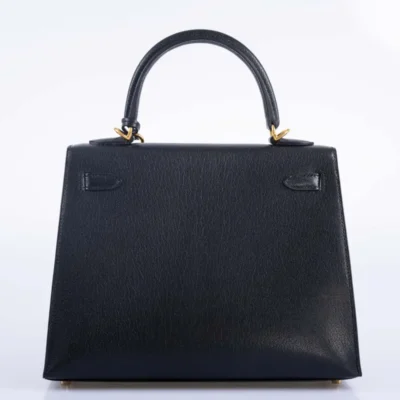 Hermès Kelly 25 Sellier Black Chevre Chamkila Gold Hardware Fake luxury bags for sale