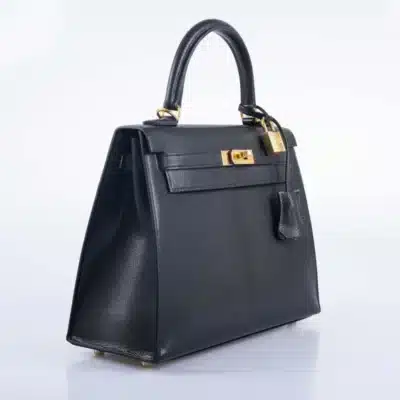 Hermès Kelly 25 Sellier Black Chevre Chamkila Gold Hardware Fake luxury bags for sale