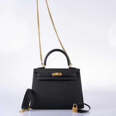 Hermès Kelly 25 Sellier Black Epsom Gold Hardware Lushentic bags