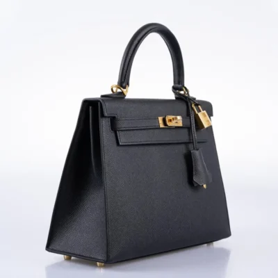 Hermès Kelly 25 Sellier Black Epsom Gold Hardware Lushentic bags