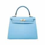 Hermès Kelly 25 Sellier Bleu Céleste Epsom Gold Hardware