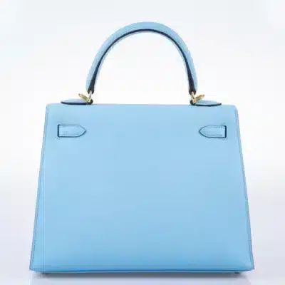 Hermès Kelly 25 Sellier Blue Celeste Epsom Gold Hardware Replica Designer Bags