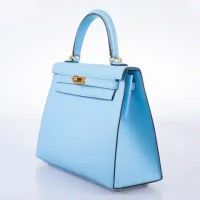 Hermès Kelly 25 Sellier Blue Celeste Epsom Gold Hardware Replica Designer Bags