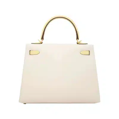 Hermès Kelly 25 Sellier Craie Epsom Brushed Gold Hardware Quality Rep