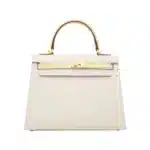 Hermès Kelly 25 Sellier Craie Epsom Brushed Gold Hardware Quality Rep