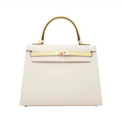 Hermès Kelly 25 Sellier Craie Epsom Brushed Gold Hardware