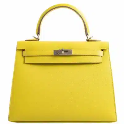 Hermès Kelly 25 Sellier Lime Epsom Palladium Hardware Lushentic inspired bags