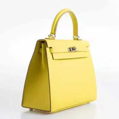 Hermès Kelly 25 Sellier Lime Epsom Palladium Hardware Lushentic inspired bags