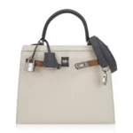 Hermès Kelly 25 Sellier Nata/Chai/Gris Meyer Epsom Palladium Hardware