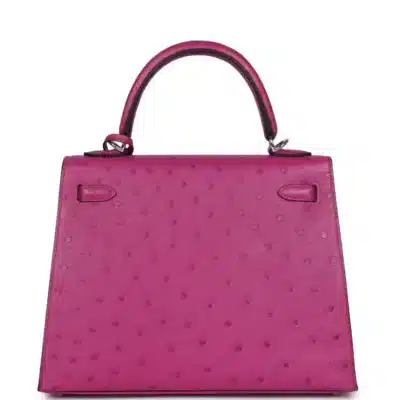 Hermès Kelly 25 Sellier Rose Pourpre Ostrich Palladium Hardware Lushentic Grade bags