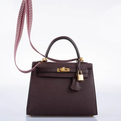 Hermès Kelly 25 Sellier Rouge Epsom Gold Hardware Best Lushentic Bags