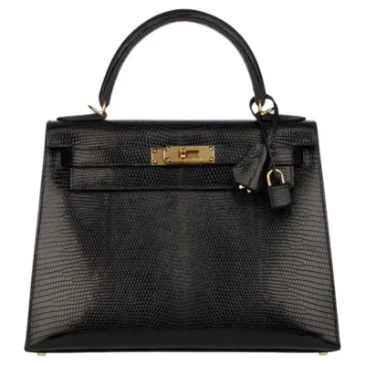 Hermès Kelly 28 Black Niloticus Lizard Gold Hardware