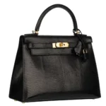 Hermès Kelly 28 Black Niloticus Lizard Gold Hardware