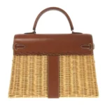 Hermes Kelly 28 Brown Osier Wicker & Swift Palladium Hardware