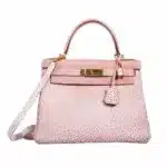 Hermès Kelly 28 Dalmatian Pink Buffalo Gold Hardware Fake luxury bags for sale