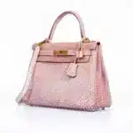 Hermès Kelly 28 Dalmatian Pink Buffalo Gold Hardware Fake luxury bags for sale