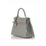 Hermès Kelly 28 Gris Mouette and Rose Indien Clémence Brushed Gold Hardware Lushentic Grade bags