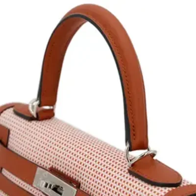 Hermès Kelly 28 Quadrille Cuivre Canvas & Box Calf Palladium Hardware Lushentic Grade bags