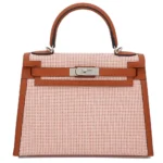 Hermès Kelly 28 Quadrille Cuivre Canvas & Box Calf Palladium Hardware Lushentic Grade bags