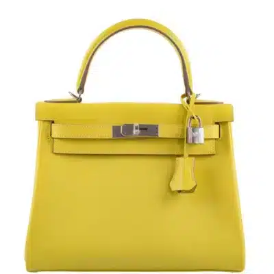 Hermès Kelly 28 Retourne Lime Evercolor Palladium Hardware Replica luxury handbag