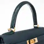 Hermès Kelly 28 Retourne Touch Vert Cypress Togo & Shiny Alligator Mississippiensis Gold Hardware