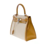 Hermès HSS Kelly 28 Sellier Beige Canvas & Gold Swift Silver Hardware Lushentic reviews