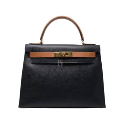 Hermès Kelly 28 Sellier Black Fjord Gold Hardware