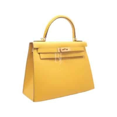 Hermès Kelly 28 Sellier Jaune Ambre Epsom Gold Hardware Replica Designer Bags