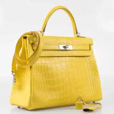 Hermès Kelly 32 Retourne Mimosa Matte Alligator Mississippiensis Palladium Hardware Replica Designer Bags