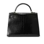 Hermès Kelly 32 Sellier Noir Black Shiny Niloticus Crocodile Gold Hardware