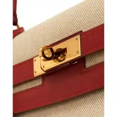 Hermès Kelly 32 Toile Rouge Courchevel Gold Hardware Luxury replica handbags