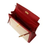 Hermès Kelly 32 Toile Rouge Courchevel Gold Hardware Luxury replica handbags