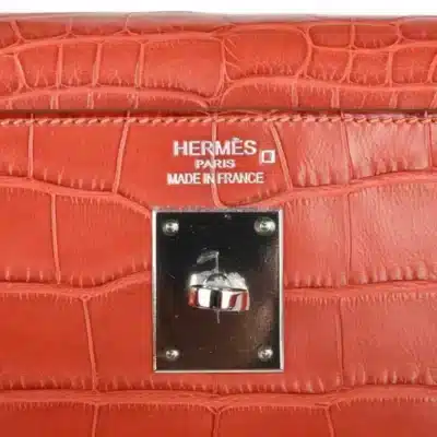 Hermès Kelly 35 Retourne Sanguine Matte Alligator Missipensis logo1