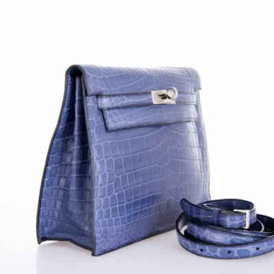 Hermès Kelly Danse Blue Brighton Niloticus Crocodile Palladium Hardware