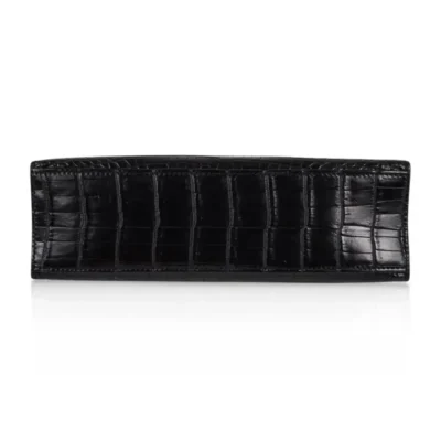 Hermès Kelly Pochette Black Matte Niloticus Crocodile Palladium Hardware