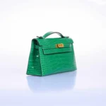 Hermès Kelly Pochette Cactus Emerald Shiny Alligator Mississippiensis Gold Hardware handbag dupes