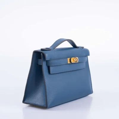 Hermès Kelly Pochette Navy Swift Gold Hardware