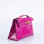 Hermès Kelly Pochette Rose Scheherazade Shiny Alligator Mississippiensis Gold Hardware High-quality replica