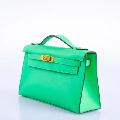 Hermès Kelly Pochette Vert Comics Swift Gold Hardware Lushentic Grade Bags