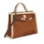 Hermès Limited Edition 2005 Kelly 35 Retourné Fauve And Ébène Barénia Shearling & Veau Doblis Palladium Hardware Lushentic Bags