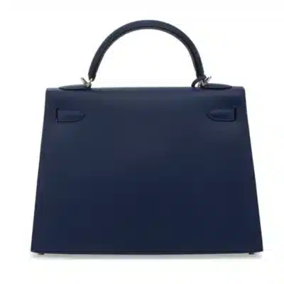 Hermès Limited Edition 2015 Kelly 32 Sellier Bleu Saphir And Rouge H Epsom Flag Palladium Hardware