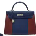 Hermès Limited Edition 2015 Kelly 32 Sellier Bleu Saphir And Rouge H Epsom Flag Palladium Hardware