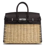 Hermès Limited Edition 2021 Birkin 25 Natural and Rouge Sellier Swift Osier Wicker Palladium Hardware