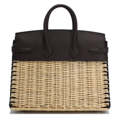 Hermès Limited Edition 2021 Birkin 25 Picnic Natural/Rouge Sellier Swift Osier Wicker Palladium Hardware