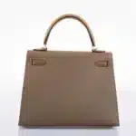 Hermès Limited Edition 2021 Kelly 25 Sellier Tri-Color Etoupe/Alezan/Biscuit Epsom Palladium Hardware Best Lushentic Bags