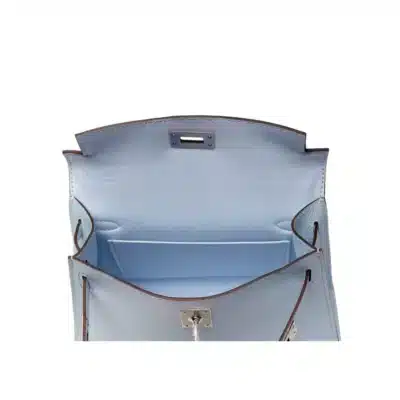 Hermès Limited Edition 2021 Mini Kelly 20 II Bleu Brume and Hydra Epsom interior