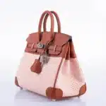 Hermès Limited Edition Birkin 25 Brique/Écru/Mauve Sylvestre/Terre Battue Swift & Toile Quadrille Palladium Hardware